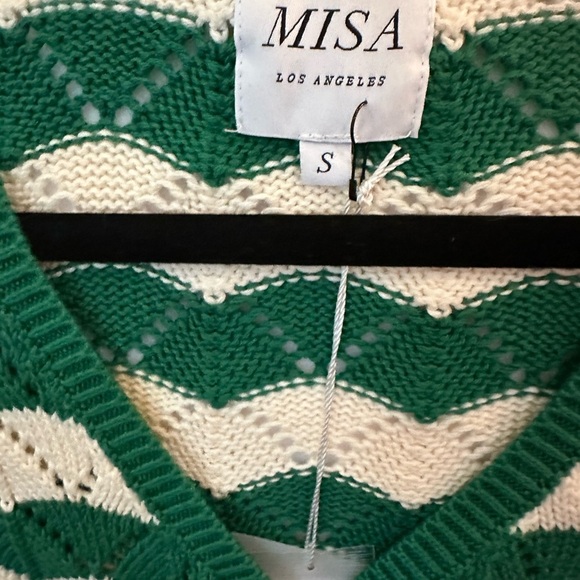 Misa Los Angeles Emerald and White Cardigan with Zigzag Pattern - Picture 5 of 8